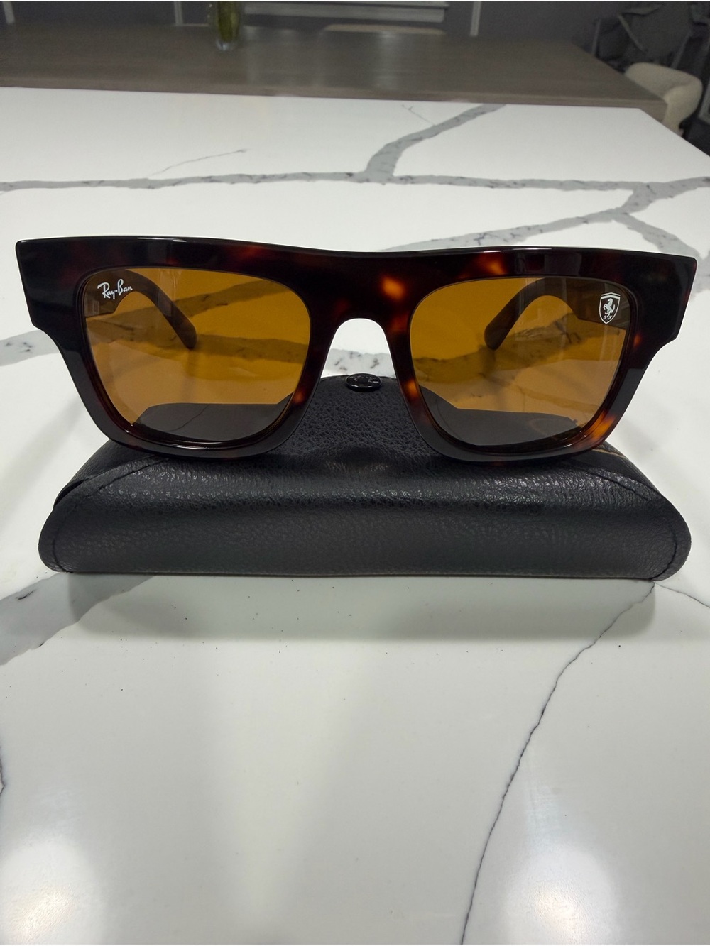 Ray-Ban Ferrari Scuderia Tortoiseshell Frame Sunglasses w/Amber Lenses RB2217M